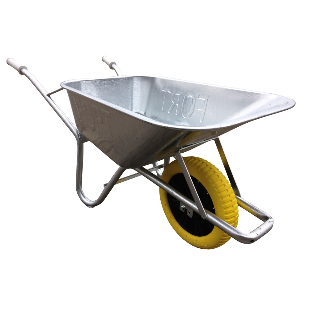Hobby kruiwagen verzinkt 80 L- vol geel wiel