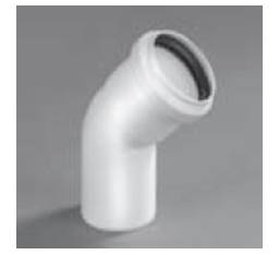 PVC Bocht 45° wit                                            dia 50