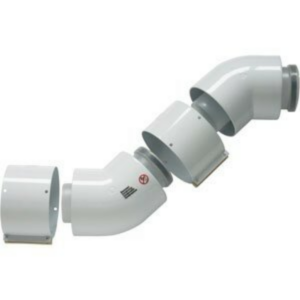Set van 2 Concentrische bocht 60/100 mm in PP/Staal voor     rookgasafvoer van condensatiegasketels.