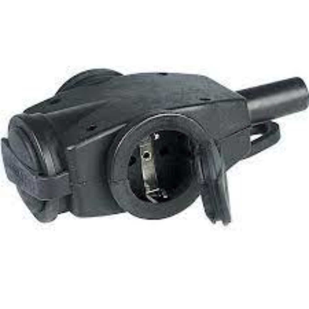 Rubber 3-weg koppelstekker met 30cm kabel en stekker IP44