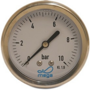 Manometer glycerine gevuld achteraansluiting 0 - 6bar