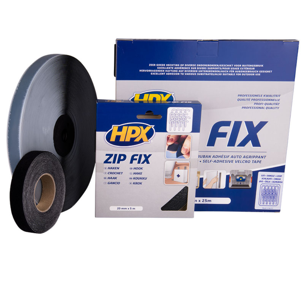Zip fix klittenband (haak) - zwart 20mm x 5m