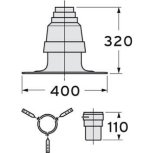 schouwuitmonding alleen voor flexibele buis DN 80 mm (PP)